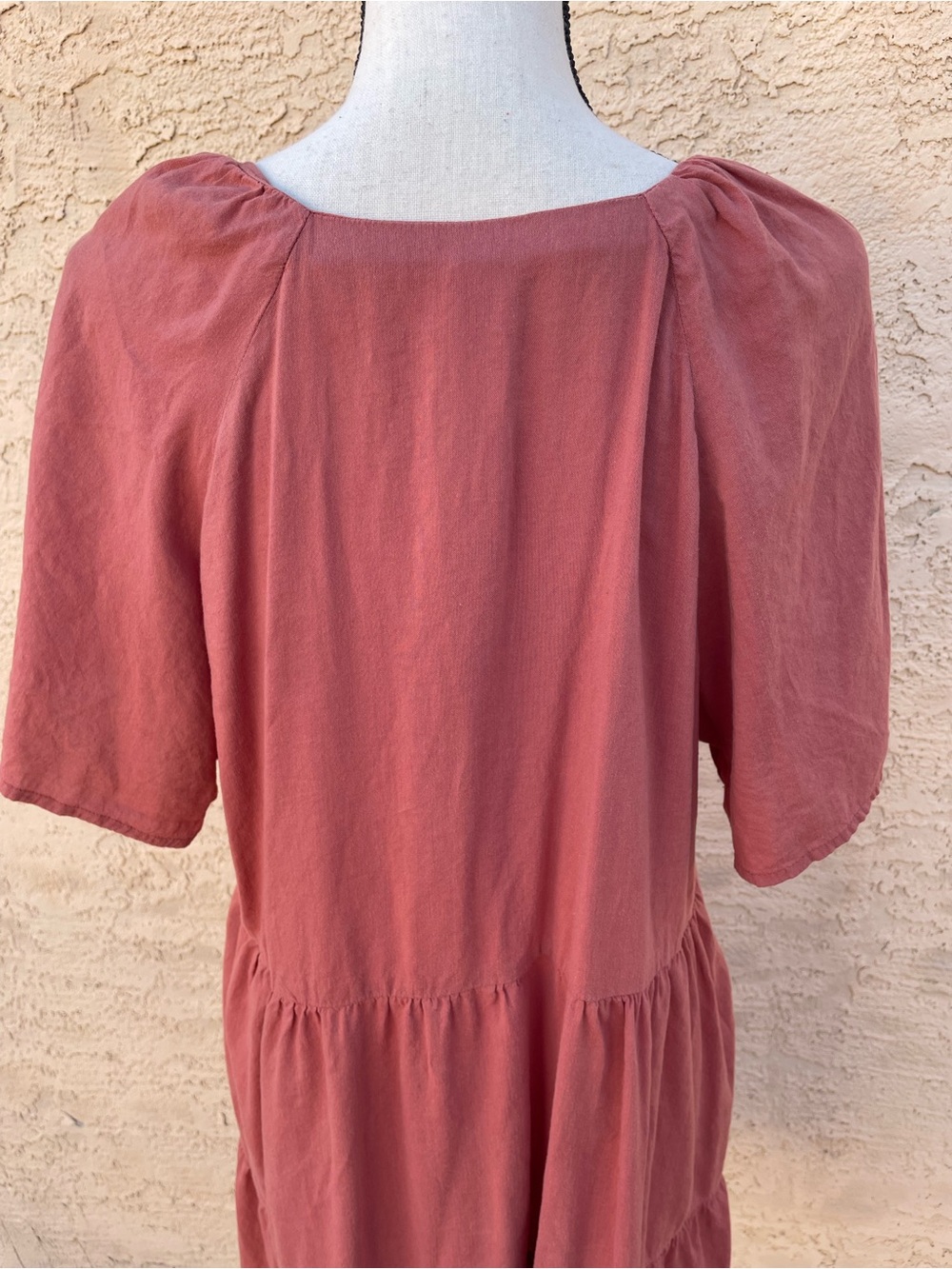 Old Navy swing dress babydoll tiered mini lightweight pockets rust autumn large - Picture 7 of 10